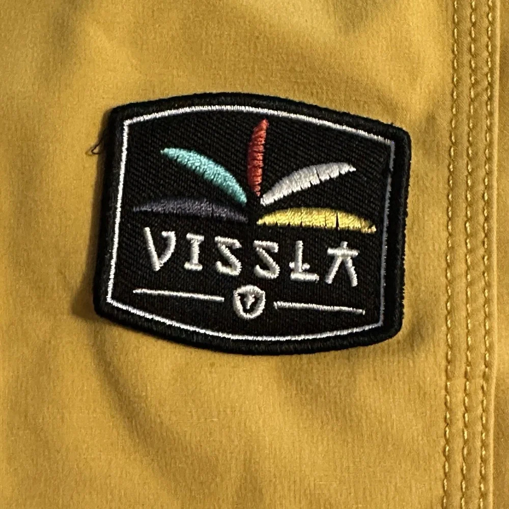 Vissla Board Shorts Men 28‎ Mustard Yellow Solid Swim Trunks Pocket Board Shorts
